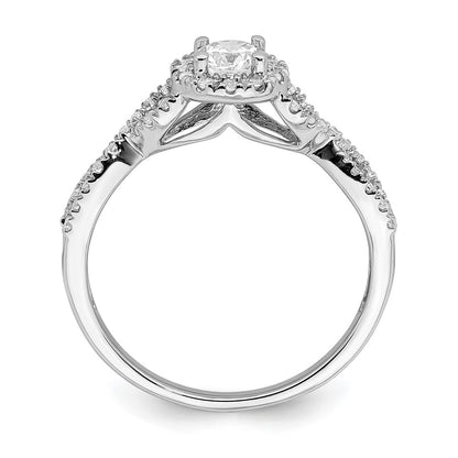 14K White Gold Halo Plus (Holds 1/3 Carat (4.5mm Round Center) 1/4 Diamond Semi Mount Engagement Ring