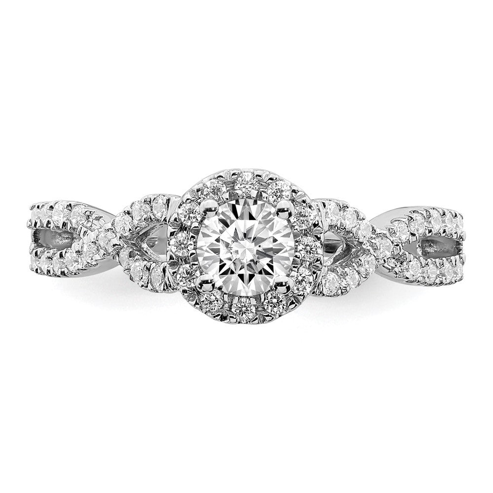 14K White Gold Halo Plus (Holds 1/3 Carat (4.5mm Round Center) 1/4 Diamond Semi Mount Engagement Ring