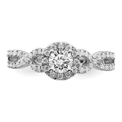 14K White Gold Halo Plus (Holds 1/3 Carat (4.5mm Round Center) 1/4 Diamond Semi Mount Engagement Ring