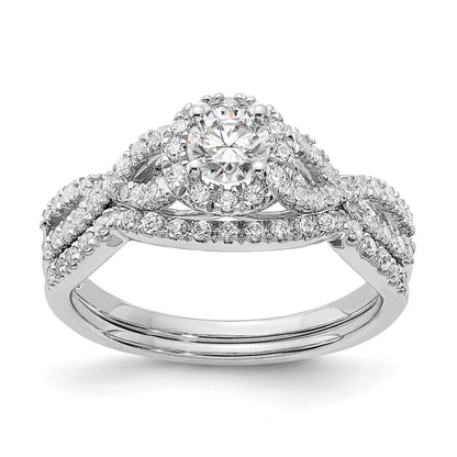 14K White Gold Halo Plus (Holds 1/3 Carat (4.5mm Round Center) 1/4 Diamond Semi Mount Engagement Ring