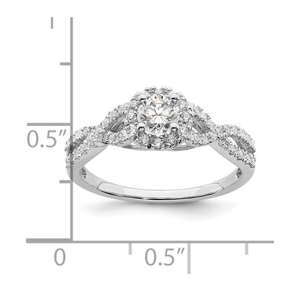 14K White Gold Halo Plus (Holds 1/3 Carat (4.5mm Round Center) 1/4 Diamond Semi Mount Engagement Ring