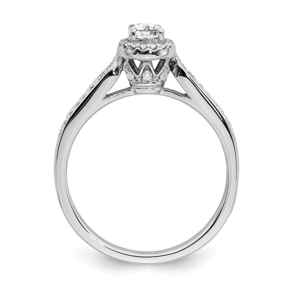 14K White Gold Halo (Holds 1/4 Carat (4.1mm) Round Center) 1/6 Diamond Semi Mount Engagement Ring