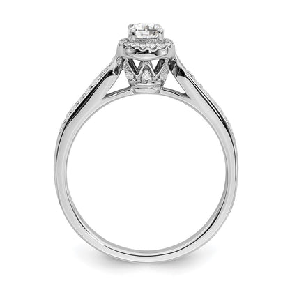 14K White Gold Halo (Holds 1/4 Carat (4.1mm) Round Center) 1/6 Diamond Semi Mount Engagement Ring