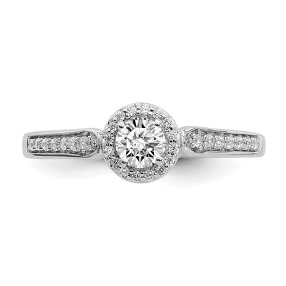 14K White Gold Halo (Holds 1/4 Carat (4.1mm) Round Center) 1/6 Diamond Semi Mount Engagement Ring