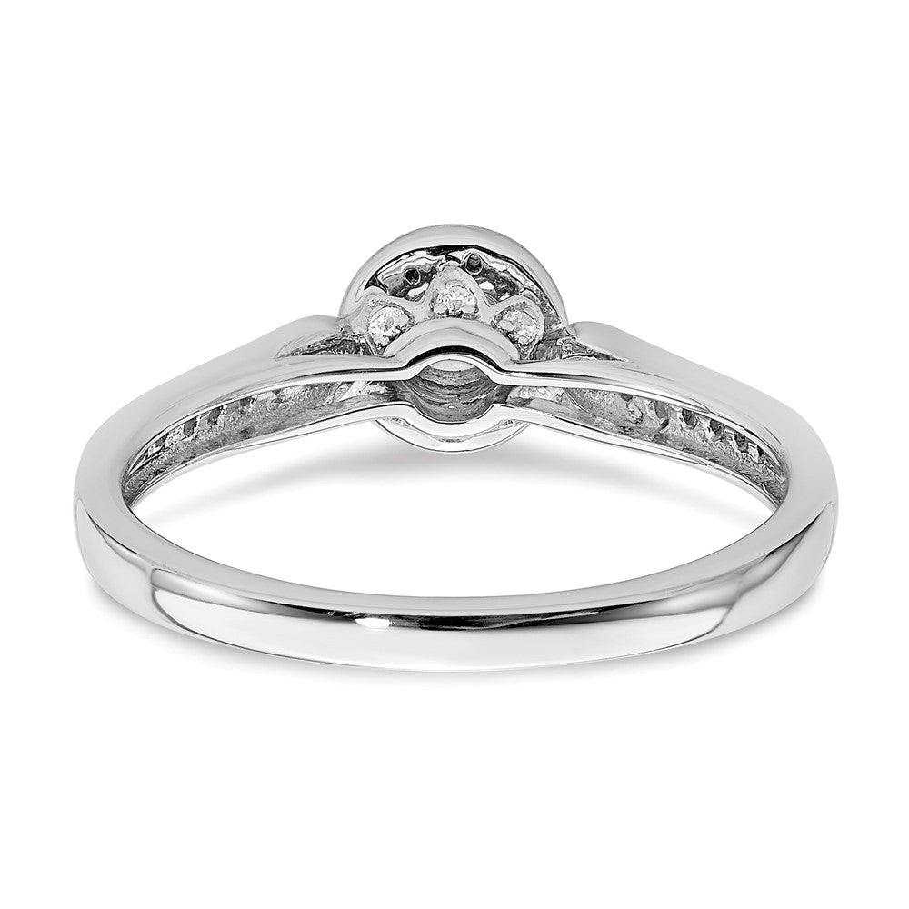 14K White Gold Halo (Holds 1/4 Carat (4.1mm) Round Center) 1/6 Diamond Semi Mount Engagement Ring