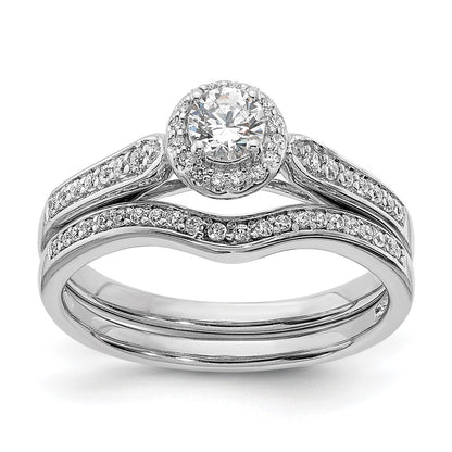 14K White Gold Halo (Holds 1/4 Carat (4.1mm) Round Center) 1/6 Diamond Semi Mount Engagement Ring