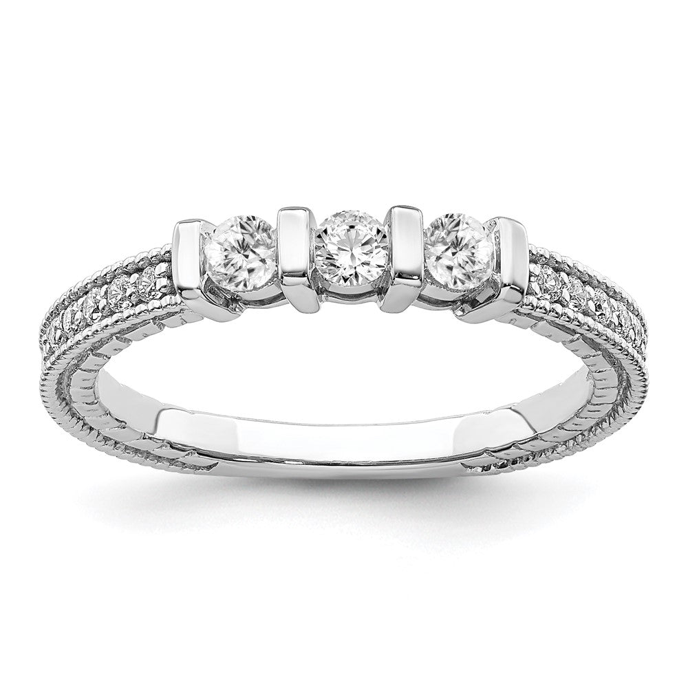 0.34ct. CZ Solid Real 14k White Gold Wedding Band Ring