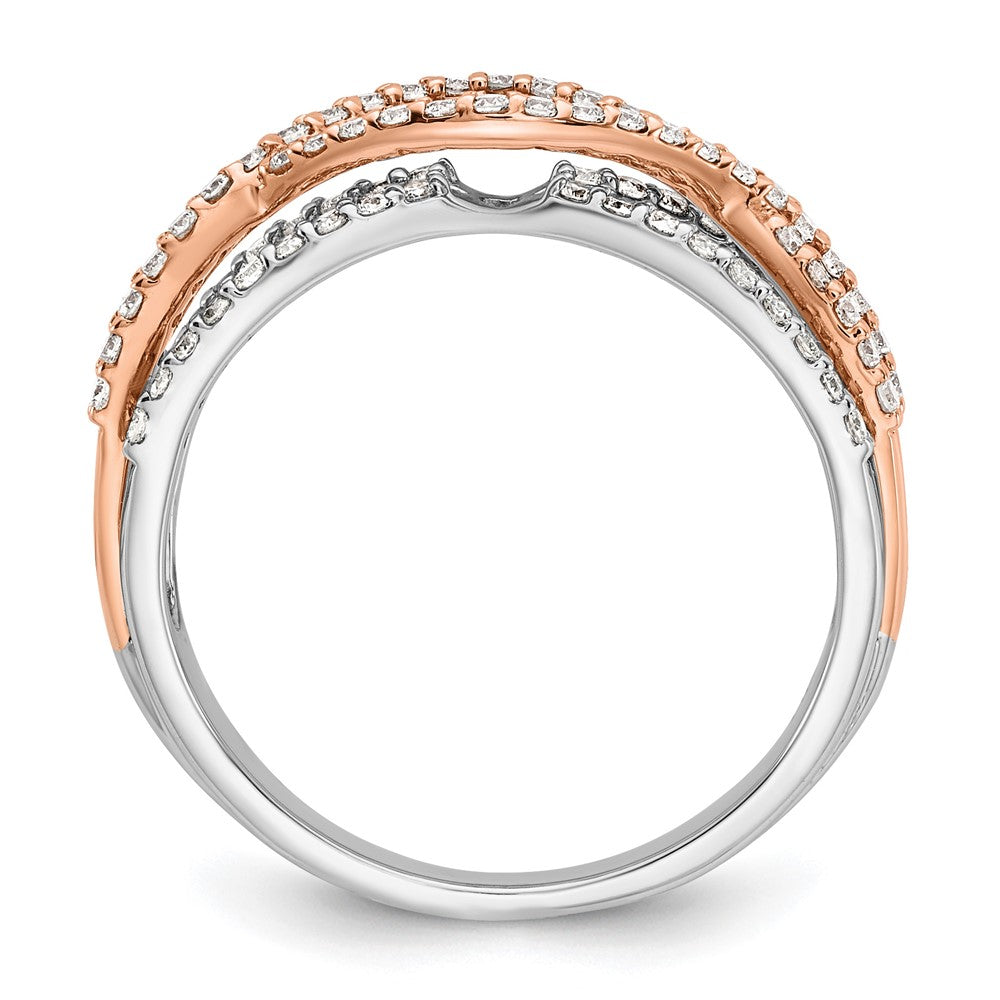 0.49ct. CZ Solid Real 14k White u0026 Rose Gold Peg Set Engagement Ring