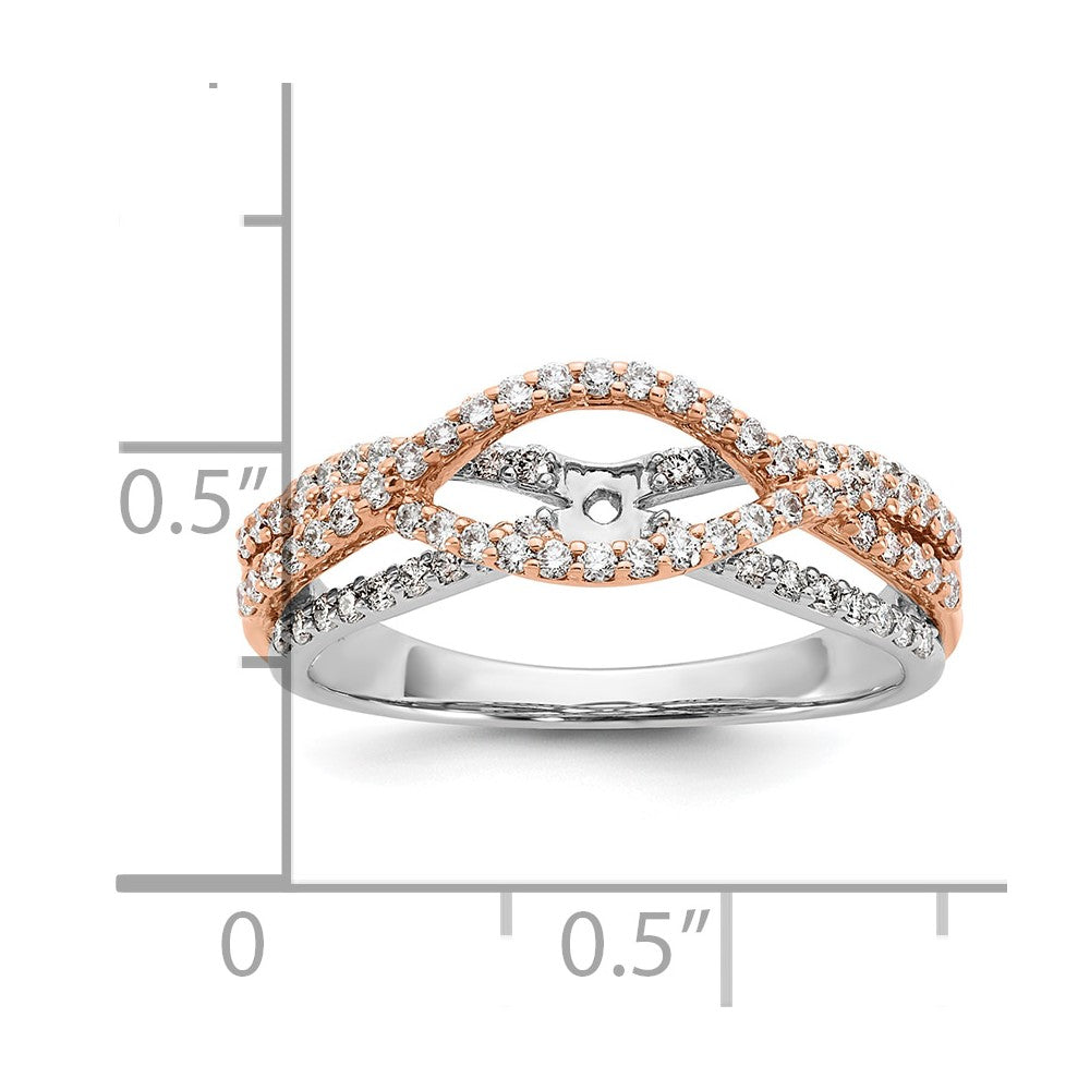 0.49ct. CZ Solid Real 14k White u0026 Rose Gold Peg Set Engagement Ring