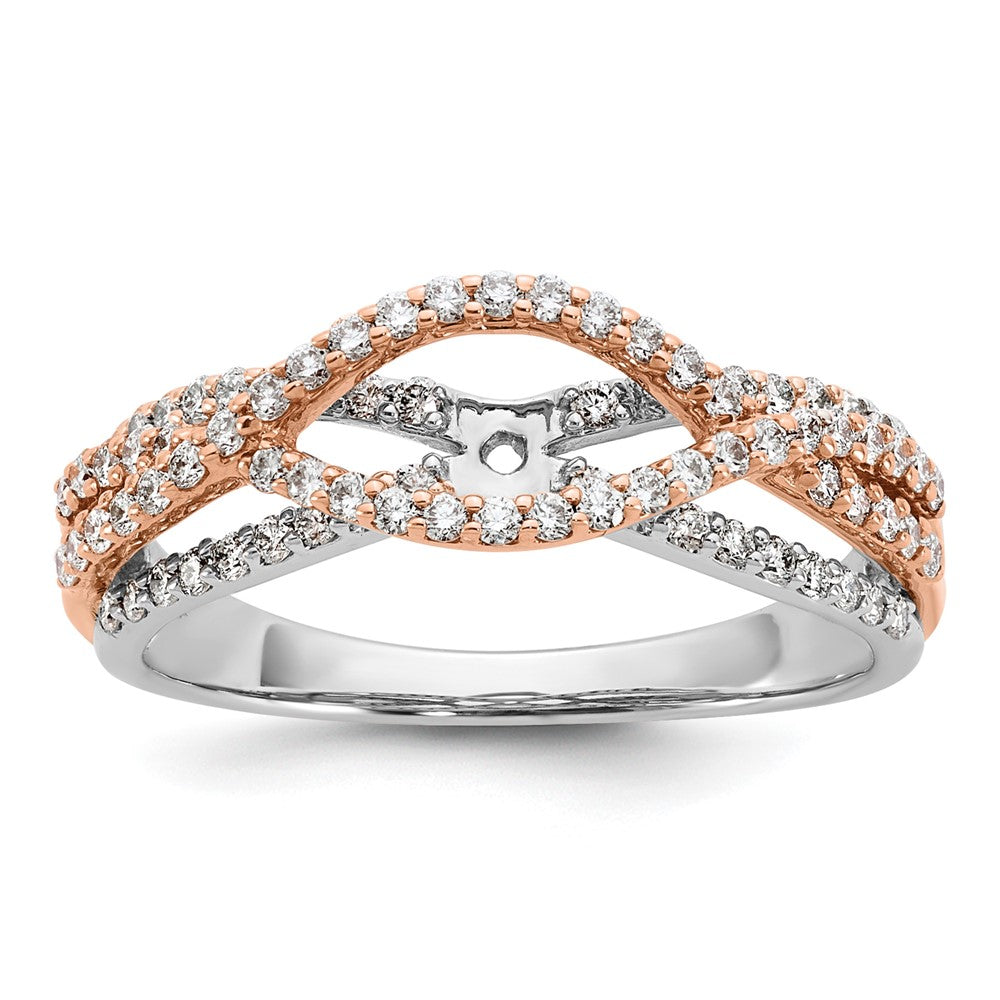 0.49ct. CZ Solid Real 14k White u0026 Rose Gold Peg Set Engagement Ring