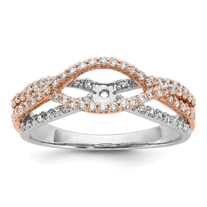 0.49ct. CZ Solid Real 14k White u0026 Rose Gold Peg Set Engagement Ring