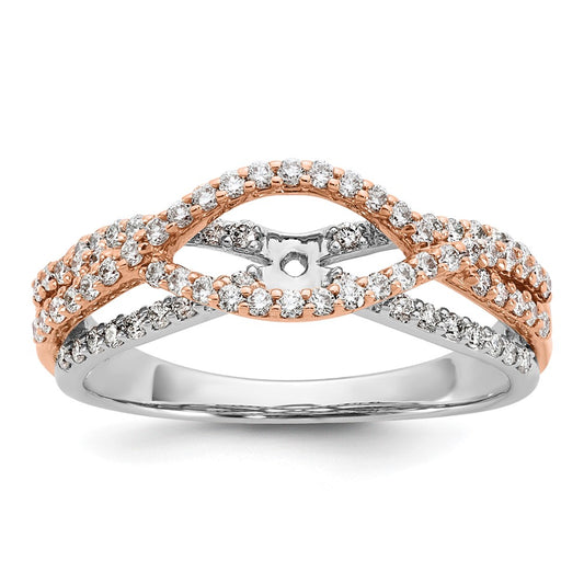 0.49ct. CZ Solid Real 14k White u0026 Rose Gold Peg Set Engagement Ring