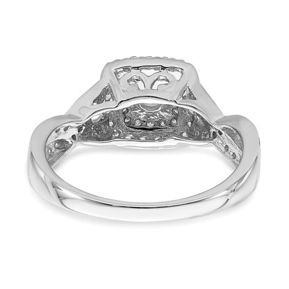 14K White Gold Double Halo (Holds 1/4 Carat (4.1mm) Round Center) 1/2 Diamond Semi Mount Engagement Ring
