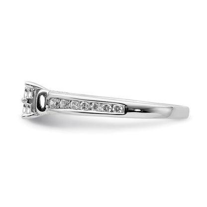 0.80ct. CZ Solid Real 14k White Gold Cluster CZ Engagement Ring