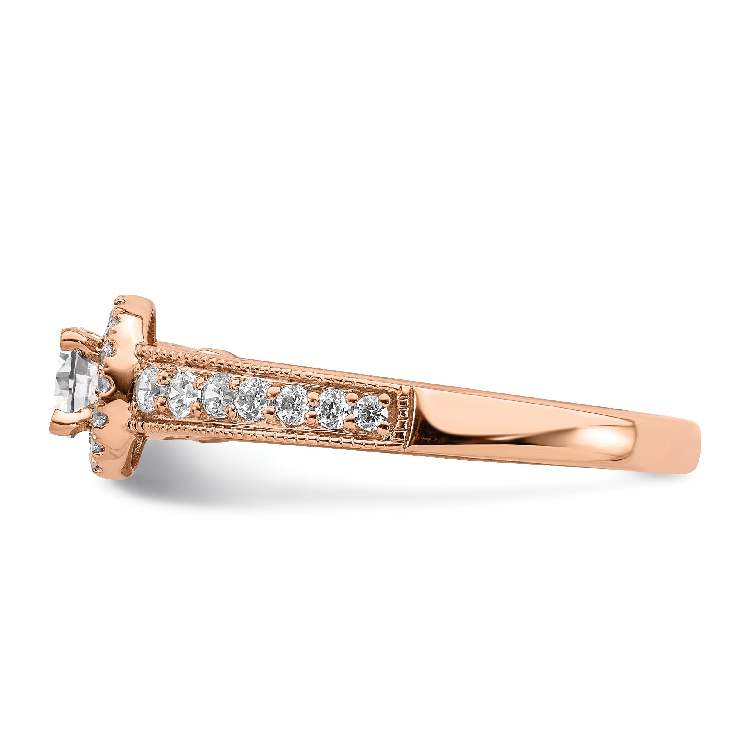 14K Rose Gold Halo Plus (Holds 1/3 Carat (4.5mm) Round Center) 3/8 Diamond Semi Mount Engagement Ring