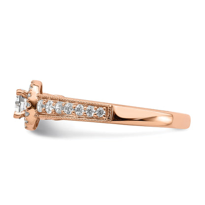 14K Rose Gold Halo Plus (Holds 1/3 Carat (4.5mm) Round Center) 3/8 Diamond Semi Mount Engagement Ring
