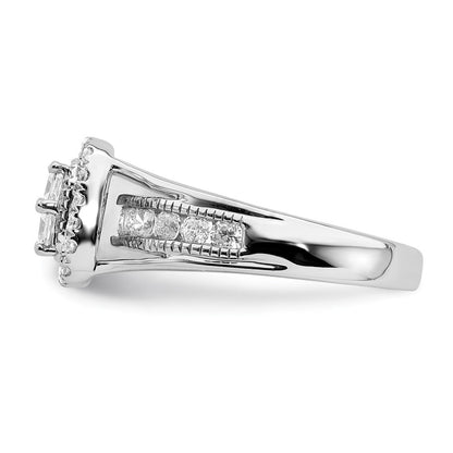 1.50ct. CZ Solid Real 14k White Gold Cluster CZ Engagement Ring