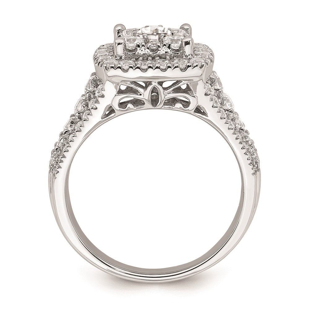 1.50ct. CZ Solid Real 14k White Gold Cluster Complete Engagement Ring