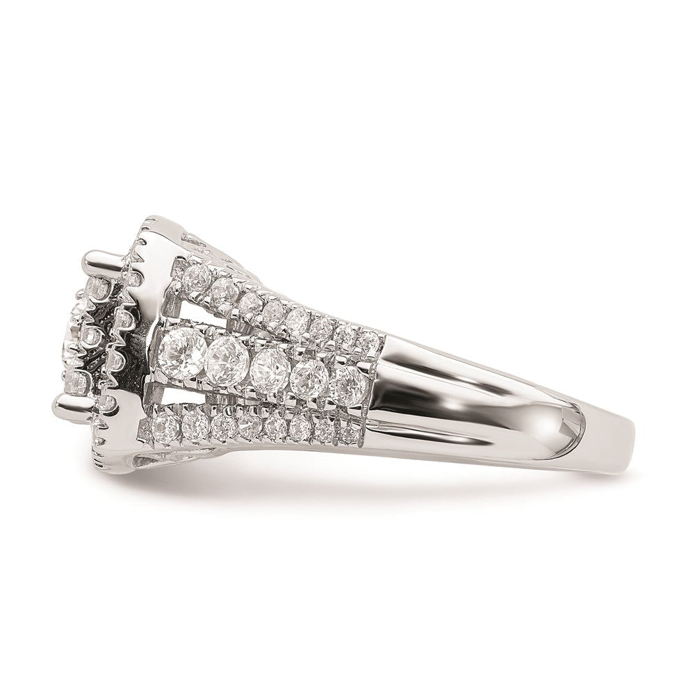 1.50ct. CZ Solid Real 14k White Gold Cluster Complete Engagement Ring