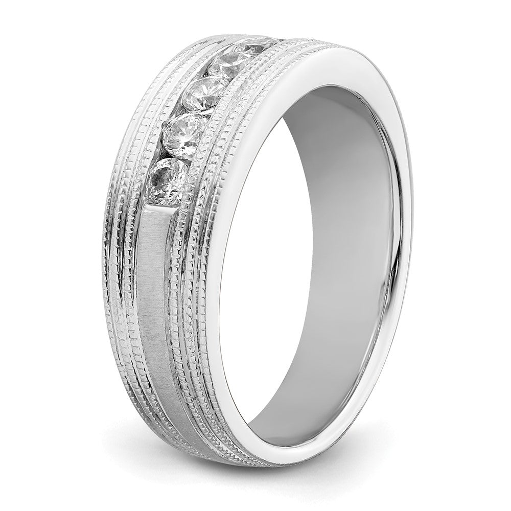 14k White Gold 5/8 Ct. Lab Grown Diamond VS/SI+ G+ Seven Stone Complete Men's Ring