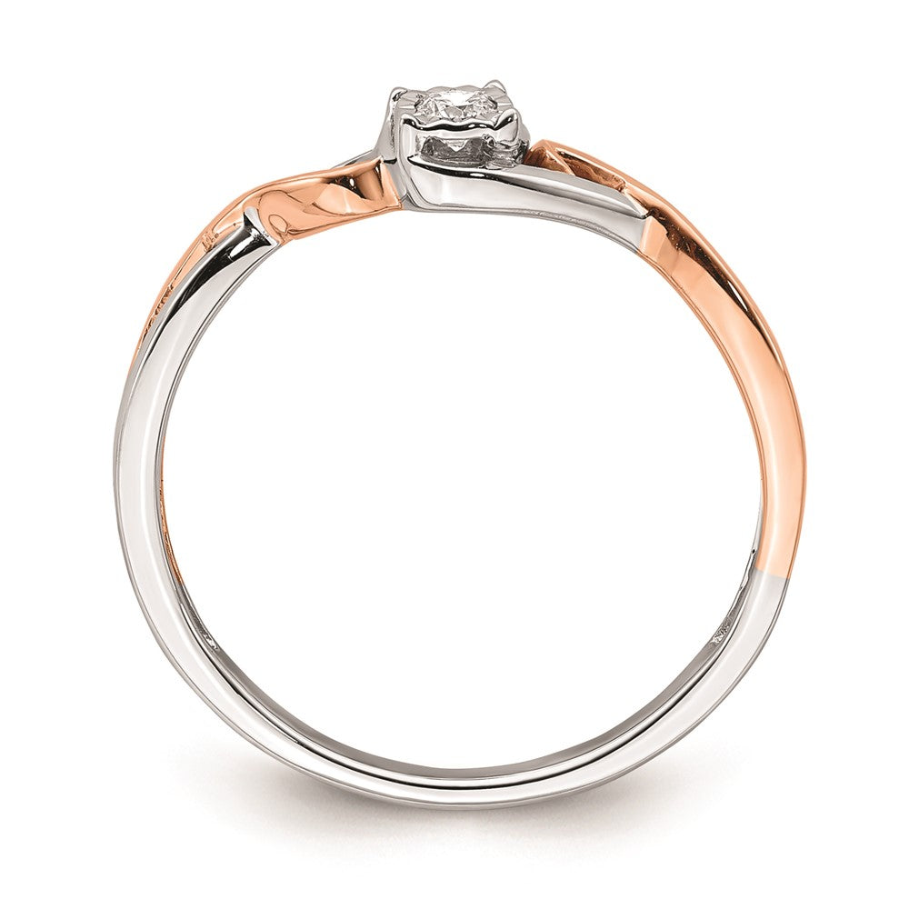 0.10ct. CZ Solid Real 14k White & Rose Gold .05 ctw. Complete Promise Ring