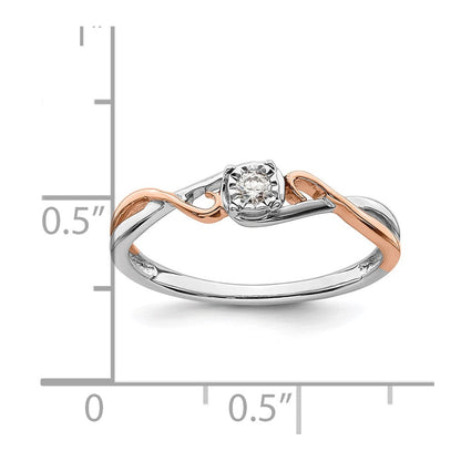 0.10ct. CZ Solid Real 14k White & Rose Gold .05 ctw. Complete Promise Ring