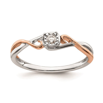 0.10ct. CZ Solid Real 14k White & Rose Gold .05 ctw. Complete Promise Ring