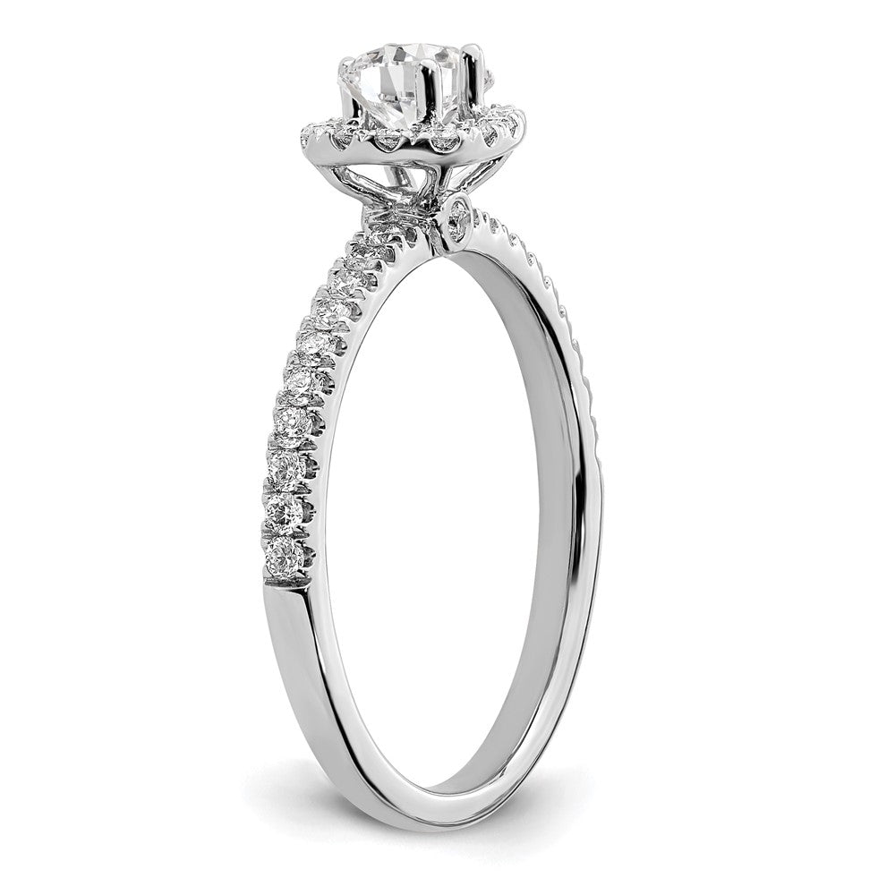 14K White Gold Eternal Promise Lab Grown VS/SI+ G+ Dia Halo Complete Ring