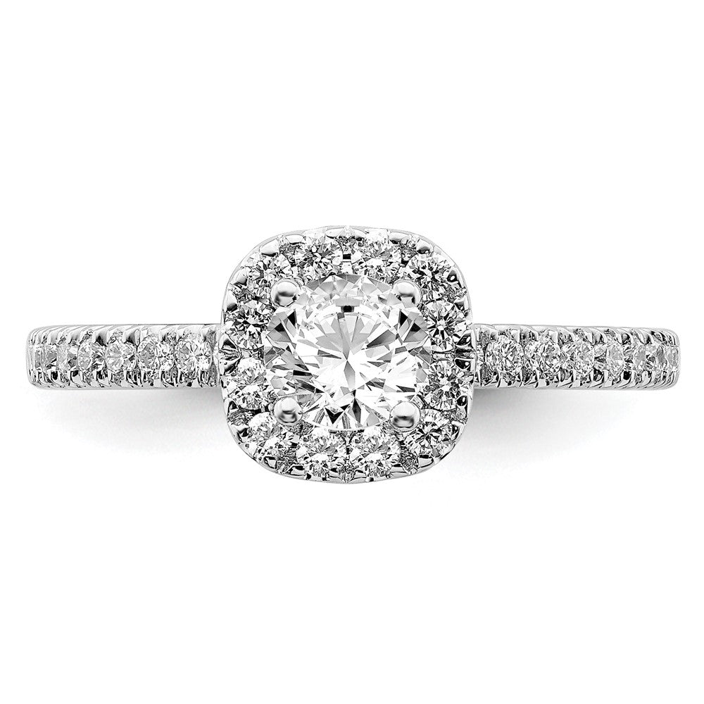 14k White Gold 3/4 Ct. Lab Grown Diamond VS/SI+ G+ Complete Round Halo Engagement Ring