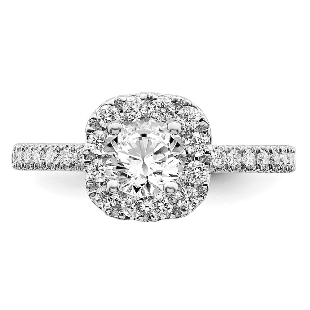 14k White Gold 1 Ct. Lab Grown Diamond VS/SI+ G+ Complete Round Halo Engagement Ring