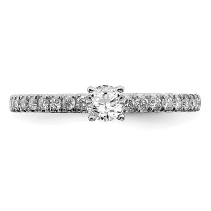 14k White Gold 1/2 Ct. Lab Grown Diamond VS/SI+ G+ Complete Round Size 7 Engagement Ring