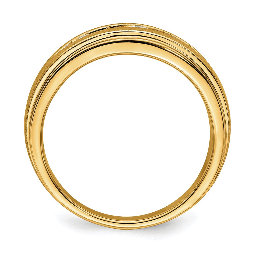 14k Yellow Gold Lab Grown Dia. VS/SI FGH Double Miligrain Mens Ring