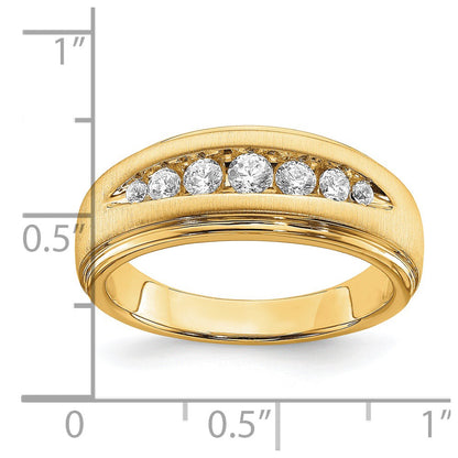 14k Yellow Gold Lab Grown Dia. VS/SI FGH Double Miligrain Mens Ring