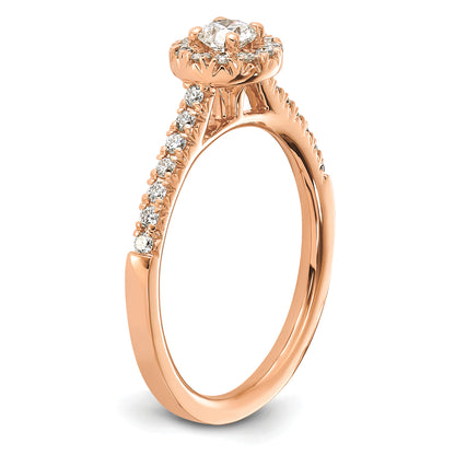 14k Rose Gold 1/2 Ct. Lab Grown Diamond VS/SI+ G+ Round Halo Engagement Ring