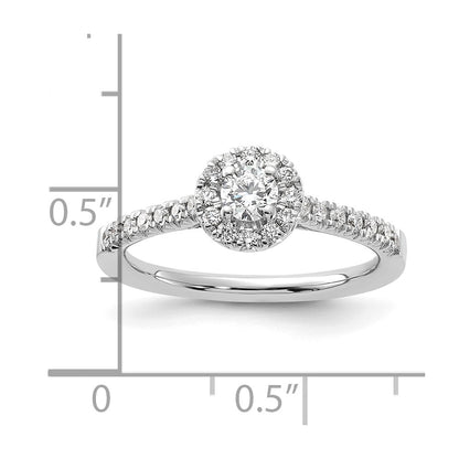 14k White Gold 1/2 Ct. Lab Grown Diamond VS/SI+ G+ Round Halo Engagement Ring