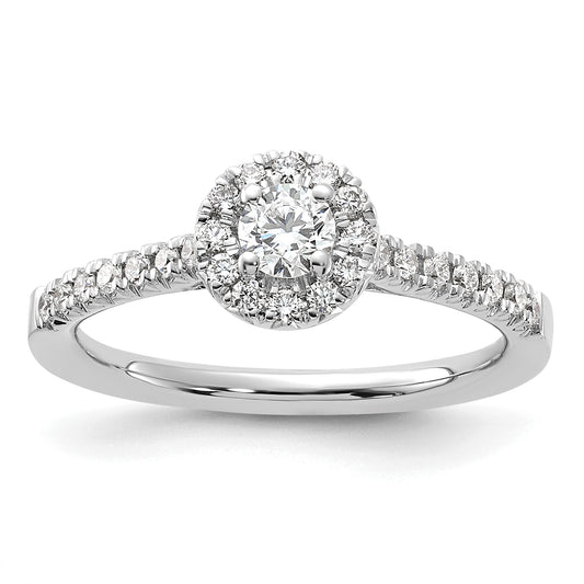 14k White Gold 1/2 Ct. Lab Grown Diamond VS/SI+ G+ Round Halo Engagement Ring