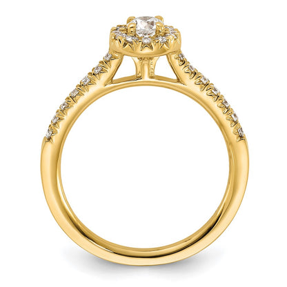 14k Yellow Gold 1/2 Ct. Lab Grown Diamond VS/SI+ G+ Round Halo Engagement Ring