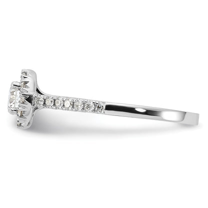 14K White Gold 3/4 Carat Lab Grown Diamond Vs/Si+ G+ Round Complete Halo Engagement Ring