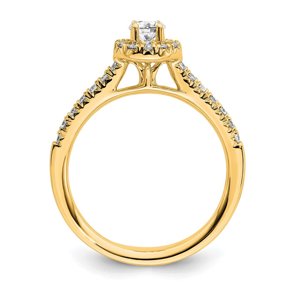 14k Yellow Gold 3/4 Ct. Lab Grown Diamond VS/SI+ G+ Round Complete Halo Engagement Ring