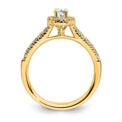 14k Yellow Gold 3/4 Ct. Lab Grown Diamond VS/SI+ G+ Round Complete Halo Engagement Ring