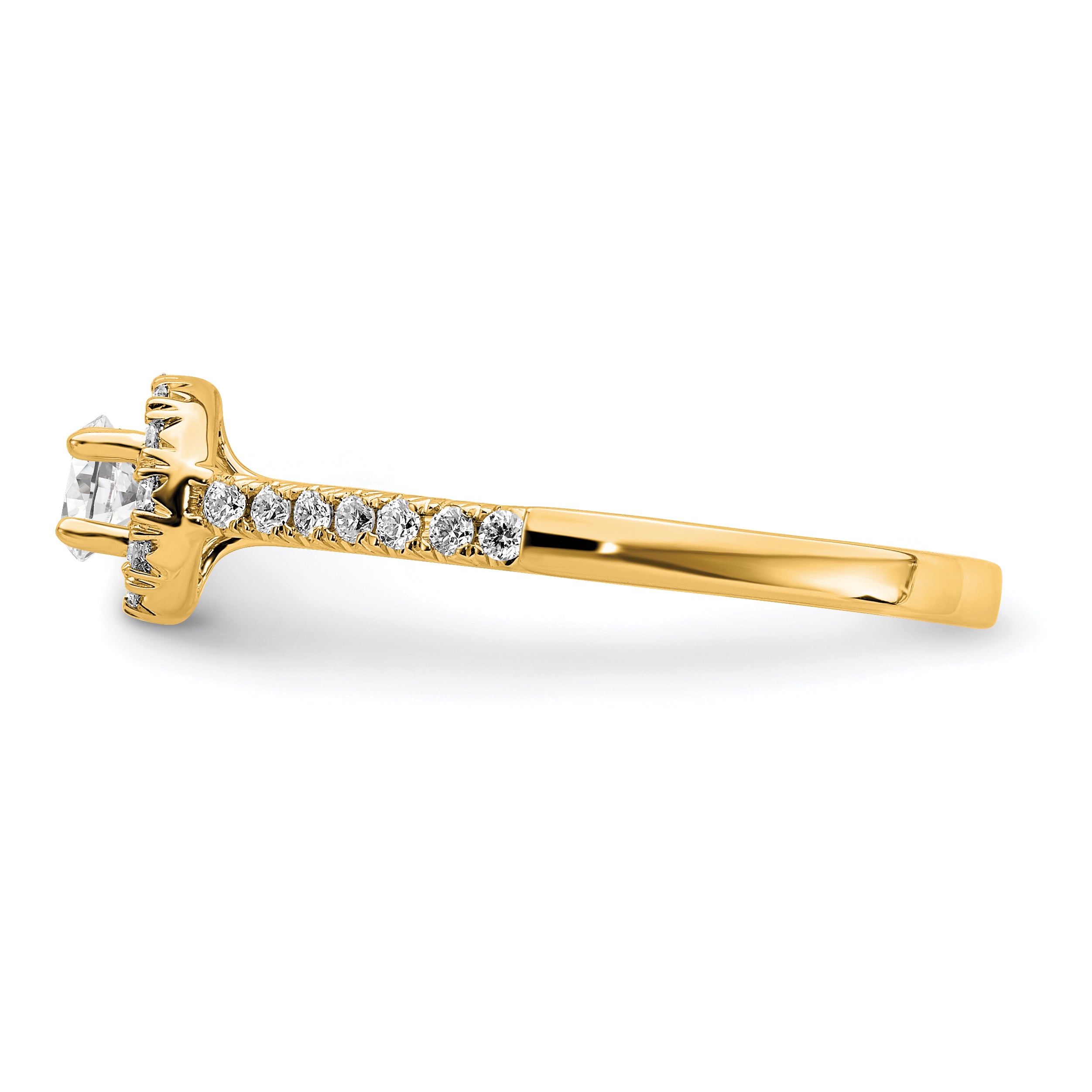 14k Yellow Gold 3/4 Ct. Lab Grown Diamond VS/SI+ G+ Round Halo Engagement Ring
