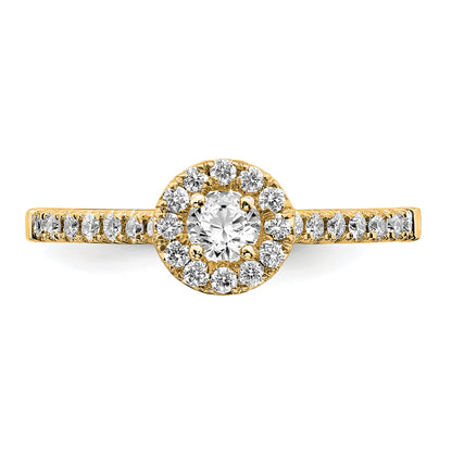 14k Yellow Gold 3/4 Ct. Lab Grown Diamond VS/SI+ G+ Round Halo Engagement Ring