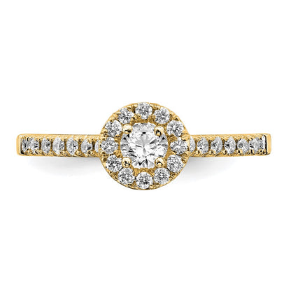14k Yellow Gold 3/4 Ct. Lab Grown Diamond VS/SI+ G+ Round Complete Halo Engagement Ring