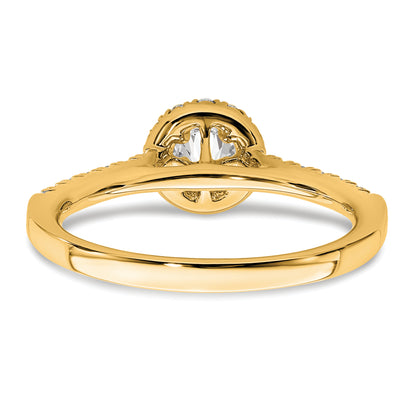 14k Yellow Gold 3/4 Ct. Lab Grown Diamond VS/SI+ G+ Round Halo Engagement Ring