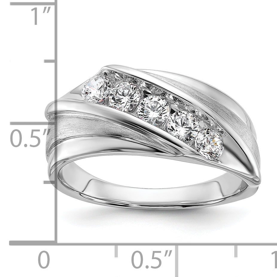 10k White Gold 3/4 Ct. Lab Grown Diamond VS/SI+ G+ Five Stone Men's Ring