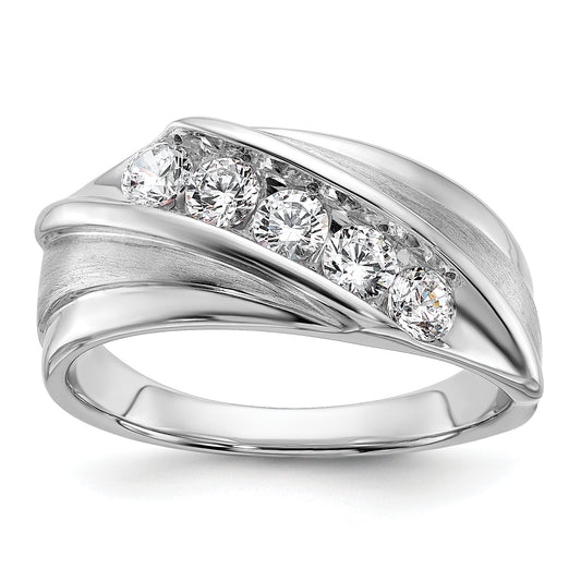 10k White Gold 3/4 Ct. Lab Grown Diamond VS/SI+ G+ Five Stone Men's Ring