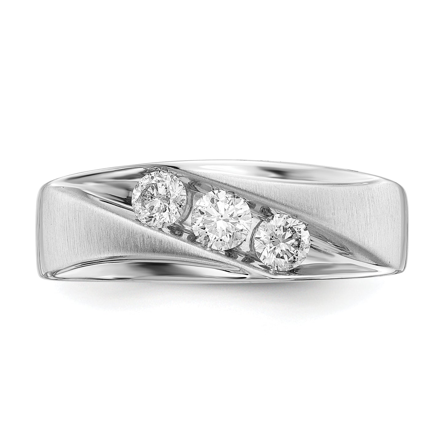 14k White Gold 5/8 Ct. Lab Grown Diamond VS/SI+ G+ Three Stone Men's Ring