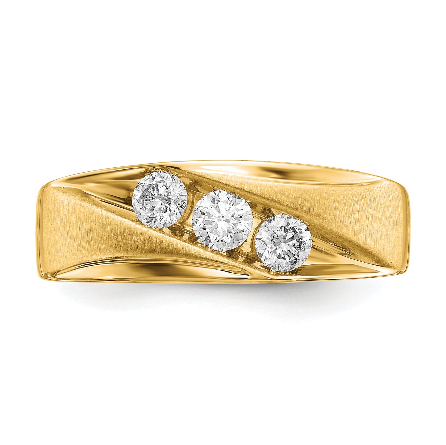 14k Yellow Gold 5/8 Ct. Lab Grown Diamond VS/SI+ G+ Three Stone Men's Ring