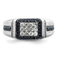 10k White Gold 3/8 Ct. Lab Grown Diamond VS/SI+ G+ and Lab Created Blue Sapphire Men's Ring