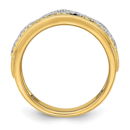 Solid 14k Yellow Gold Polished Triangle Band Simulated CZ Ring